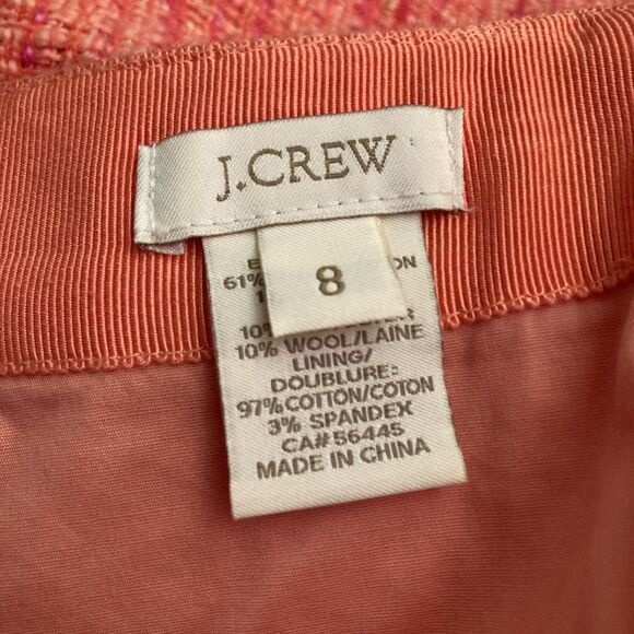 J Crew No 2 Pencil Skirt SIZE 8 Orange Tweed Plaid Cotton Wool Preppy Academia - Picture 6 of 10
